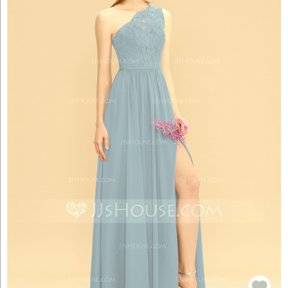 Steel blue bridal party dress
